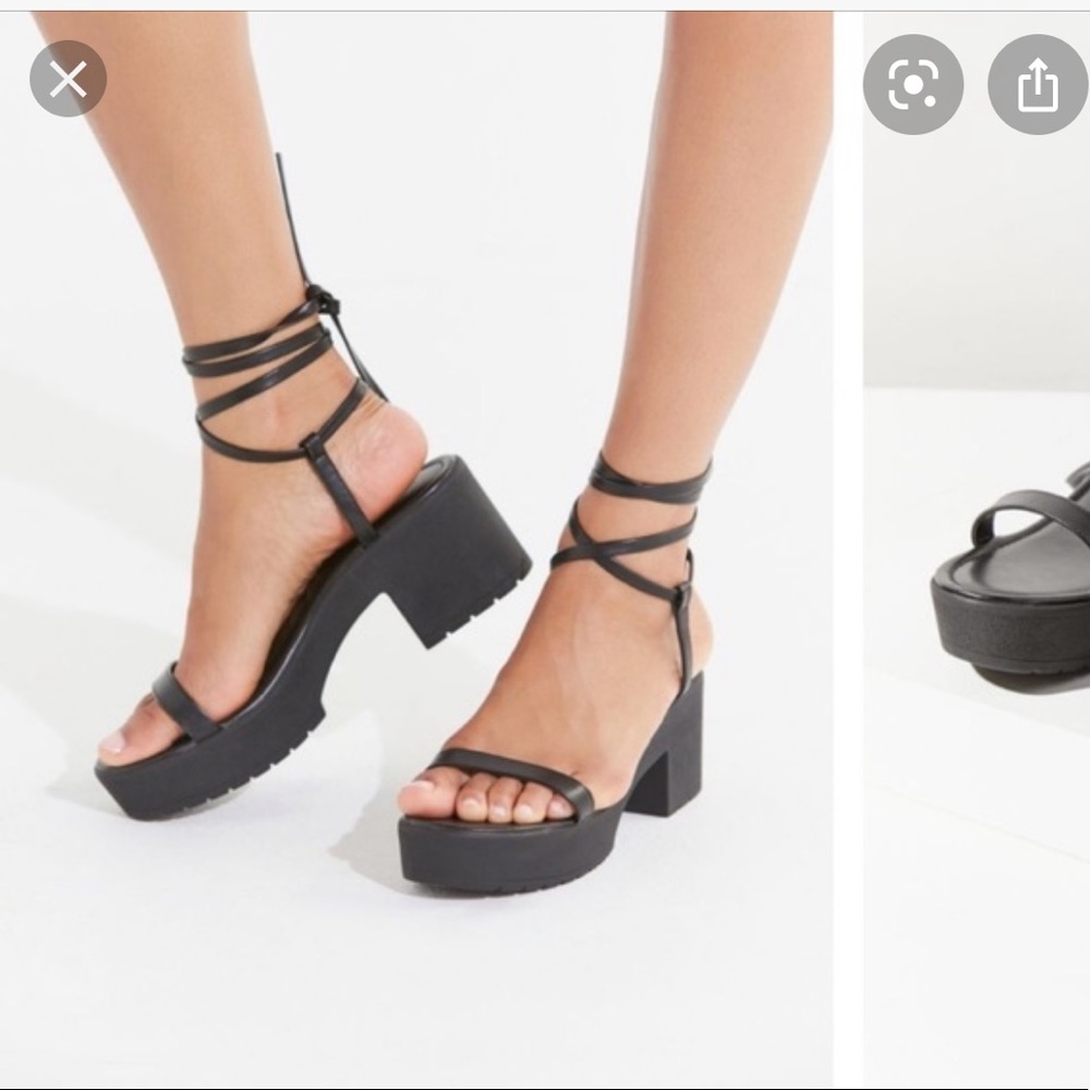 UO black platform lace up sandals